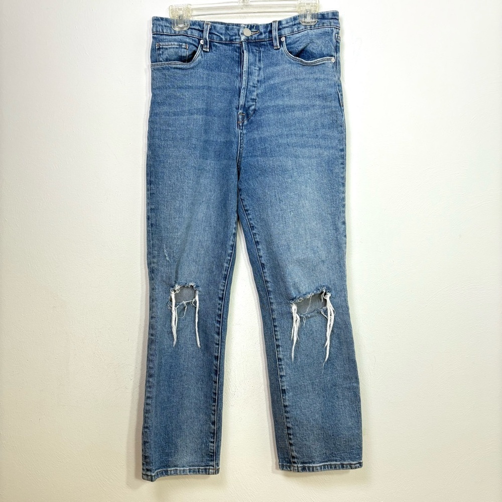 BLANK NYC The Baxter Ribcage Straight Leg High Rise Distressed Denim Jeans 28 6